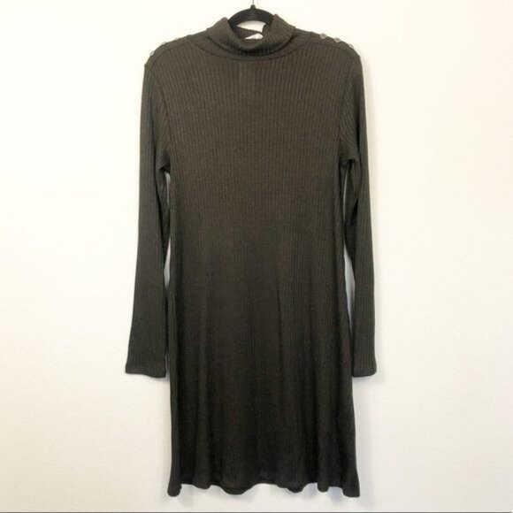 Market & Spruce Gracelynn Brown Ribbed Turtleneck Long Sleeve Dress NWT Sz Small - Picture 2 of 10